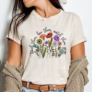 Cute Teacher Shirt, Kindergarten Teacher Shirt, Teacher Appreciation Gift, Back To School Shirt, Teach Them Love Them Watch Them Grow Shirt