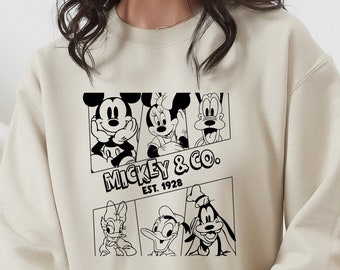 Mickey & Co Est 1928 Sweatshirt, Mickey And Co Hoodie, Vintage Mickey 1928 Shirt, Mickey And Friends Sweatshirt, Retro Mickey Shirt