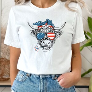 Oh My Stars Cow Shirt, Highland Cow shirt, Highland Cow With 4th July, American Shirt, Fourth Of July Tee, Independence Day