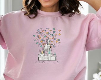 Disneyland Castle Sweatshirt, Magic Kingdom Sweatshirt, The Happiest Place on Earth Hoodie, Women Disney Sweatshirt, Disney Gift