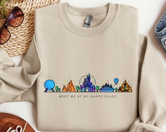 Meet Me At My Happy Place Sweatshirt, Family Vacation Hoodie, Disney Park World, Disneyland Festival Hoodie, Best Day Ever Disney Sweatshirt