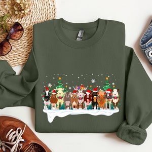 Cows Christmas Sweatshirt, Cute Cow Hoodie, Christmas Gift, Cow Lover Shirt, Christmas Cow Sweatshirt, Animals Farm Shirt, Christmas Gift