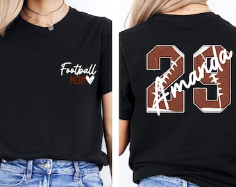 Personalized Football Mom Shirt,Custom Football Mom Tee,Football Mom T-Shirt,Football Mama Tee, Football Mom Shirt With Kids Name and Number