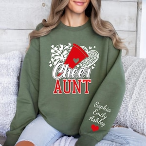 Custom Cheer Aunt Sweatshirt, Custom Cheer Aunt Hoodie, Cheer Aunt Shirt, Cheer Mom Gift, Custom Cheer Hoodie, Auntie Gift