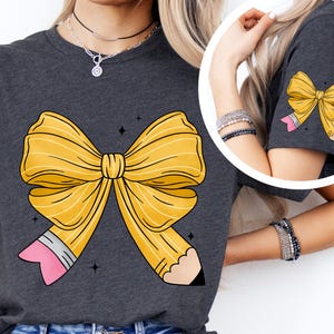 Coquette Teacher Shirt: Pencil Bow Back to School Tee
