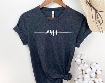Bird T-Shirt, Nature Lover Shirt, Birds On Wire Shirt, Nature Shirt, Bird Lover Shirt, Gift For Bird Lover, Birds T-Shirt