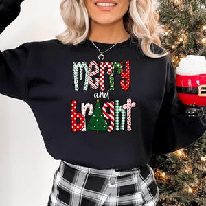 Merry and Bright Sweatshirt, Christmas Sweatshirt, Merry Christmas Sweatshirt, Family Christmas Sweatshirt, Christmas Sweatshirts for Women