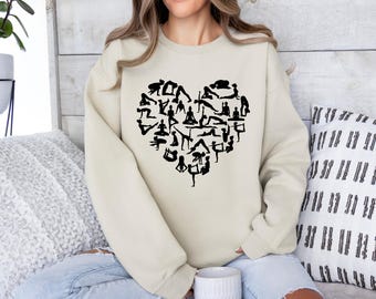 Heart Namaste Sweatshirt, Gift for Yogi, Yoga Lover Hoodie, Meditation Gift, Yoga Movements Hoodie, Mental Health Sweater, Yoga Gift Sweater