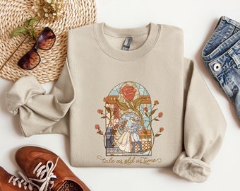 Vintage Tale As Old As Time Sweatshirt, Disney Princess Hoodie, Retro Beauty And The Beast Sweatshirt, Beauty Princess Sweatshirt, Gift Idea