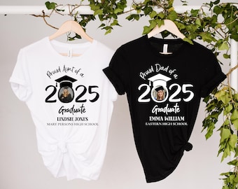 Personalized Graduation Shirts, Add the Photo Graduation Shirt, Proud Mom of a 2025 Graduate Shirts, Class of 2025 Family Graduation Shirts