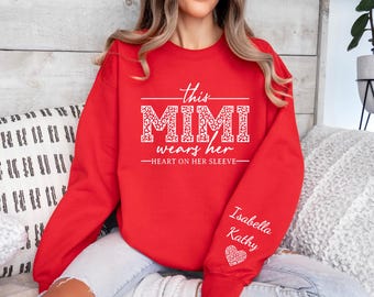 Personalized Mimi Sweatshirt With Kids Names On Sleeve, Custom Mimi  Sweatshirt, Mimi Hoodie, Pregnancy Announcement Gifts
