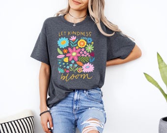 Kindness Bloom T-Shirt: Retro Floral Mental Health Tee