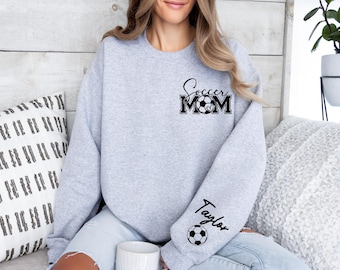 Personalized Soccer Mom Sweatshirt, Custom Soccer Mom Hoodie, Customized Soccer Mom Gifts, Soccer Mama Sweatshirt, Soccer Mom Hoodie