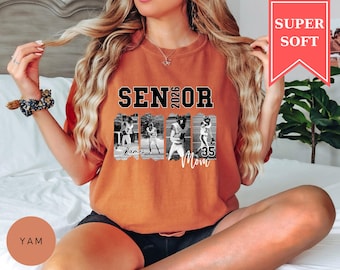 Comfort Colors® Custom 2026 Senior Football Mom Shirt, Custom Football Player Photo Shirt, Football Mama Shirt with Name & Number
