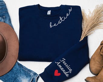 Custom Besties Sweatshirt With Names, Personalized Best Friend Hoodie, Cute BFF Clothings, BFF Birthday Gifts, Matching Best Friend Outfits