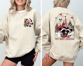 Two-Sided Mickey Minnie Christmas Sweatshirt, Mickey's Very Merry Christmas Party Sweatshirt, Disney Couple Christmas Sweatshirt