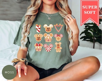 Comfort Colors Mickey and Minnie Gingerbread Shirt, Disney Snacks Shirt, Disneyland Christmas Shirt, Holiday Party Tee, Disney Xmas Shirt