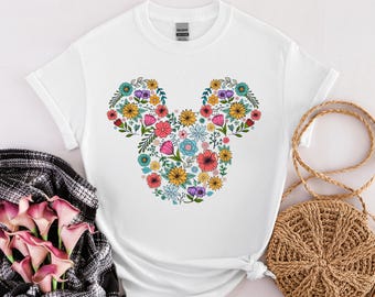 Flower Mickey Head Shirt, Minnie Flower Shirt, Minnie Flower, Epcot Shirt, Epcot Flower And Garden Festival Tee, Floral Minnie Shirt