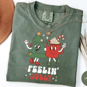 Comfort Colors Retro Christmas Shirt,Retro Holiday Shirt,Cute Funny Christmas Shirt, Feeling Jolly Christmas Shirt, Vintage Christmas Shirt