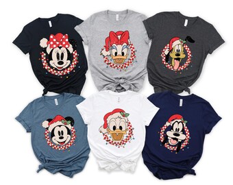 Retro Mickey and Friends Checkered Christmas Shirt, Disney Christmas Shirt, Christmas Gift, Christmas Family Tee, Very Merry Christmas Shirt