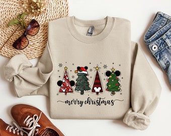 Merry Christmas Disney Tree Sweatshirts, Mickey Christmas Hoodie, Merry Christmas Gift, Disney Family Christmas Shirt, Disney Xmas Gift