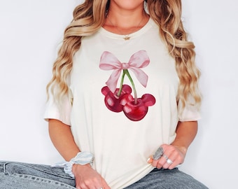 Cherry T-Shirt, Valentines Day Cherry Shirt, Disney Coquette Baby Tee, Valentines Day Gifts, Gift For Woman