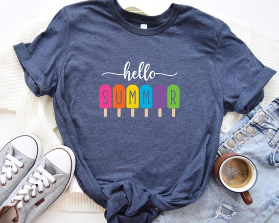 Hello Summer Shirt, Cute Summer Shirt, Summer Shirt, Ice Cream Shirt, Last Day Of School Shirt, Summer Holiday Clothes, Beach Shirt