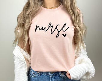 Nurse Heart Shirt, Nurse Tees, Nurse T-Shirts, Nurse Shirt Gift, Cute Nurse Typography Tee, Nurse Shirt, Nurse Shirt Women, Nurse Gift Shirt