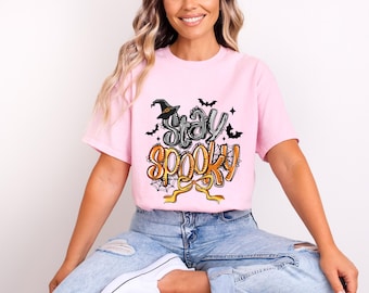 Stay Spooky T-Shirt: Funny Halloween Tee, Smiley Ghost
