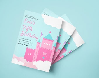 Pink Princess Castle Birthday Party Digital Invite | Princess Party Ideas | Birthday Parties for Her | Birthday Ideas | 5th Birthday Party