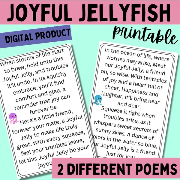 Amigurumi Jellyfish Joyful Jellyfish Poem Printable PDF File Instant Download Crochet Business printables