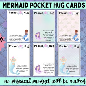 3 cartes de câlin de poche sirène fichier PDF imprimable téléchargement immédiat 3 poèmes différents arrière-plans différents vendeur d'artisanat au crochet