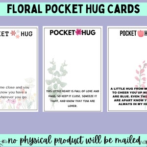 3 Floral Pocket Hug Cards Printable PDF File Instant Download 3 different poems Crochet Business crochet vendor resin