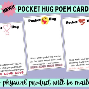 Lot de 3 cartes de câlin de poche, fichier PDF imprimable en téléchargement immédiat, 3 poèmes différents, impression d'affaires au crochet, vendeur au crochet