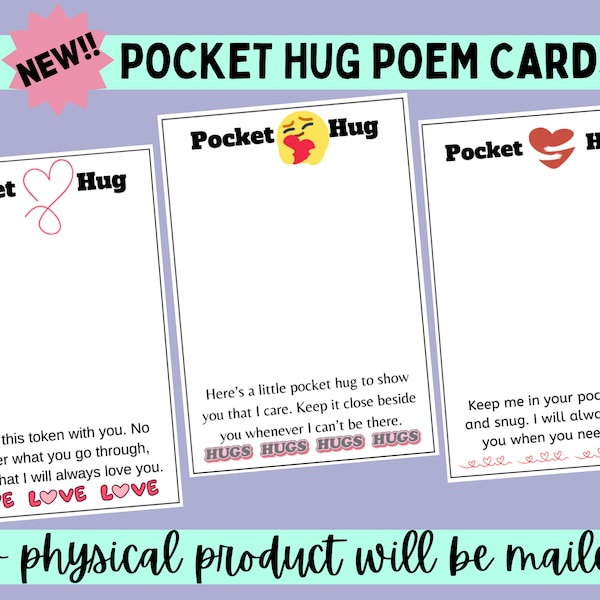 3 Pocket Hug Cards SET 2 Printable PDF File Instant Download 3 different poems Crochet Business printables crochet vendor