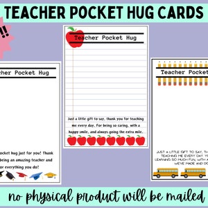 3 Pocket Hug Karten Lehrer Geschenk druckbare PDF Datei Sofort-Download Ende der Schule oder zurück in der Schule häkeln Business-Handwerk-Lieferant