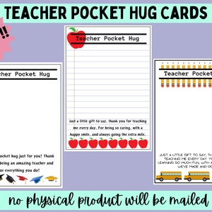 3 Pocket Hug Cards Printable PDF File Instant Download end of school or back to school Crochet Business craft vendor