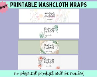 Met bloemen bedrukbaar washandje wikkelt label afdrukbaar label gehaakt washandje 4 verschillende ontwerpen