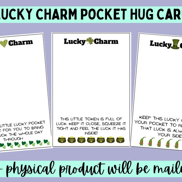 3 St Patrick's Day Pocket Hug Poems Printable PDF File Instant Download lucky charm Crochet Business printables resin art