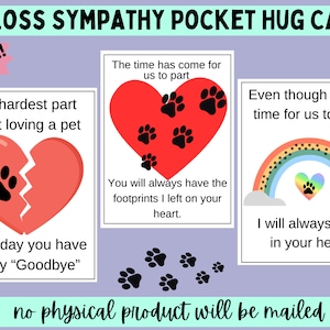 3 cartes de sympathie avec poche câlin fichier PDF imprimable téléchargement immédiat empreinte de patte au crochet imprimables d'affaires artisanat résine conceptions perte d'animal de compagnie