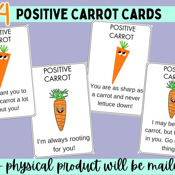 4 Positive Carrot Quote Card Printable PDF File Instant Download Crochet Business printables Crochet vendor