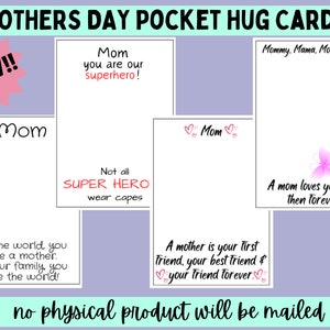 Mother's Day Gift 2024 4 Pocket Hug Cards - Printable PDF with Loving Poems, DIY Craft for Mom, mom appreciation, mother gift