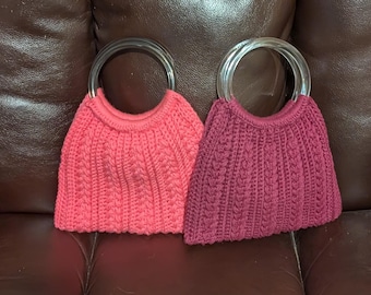 Patrón de bolso de ganchillo fácil en PDF / Patrón de bolso de ganchillo Downtown / Asa de anillo vintage / Tutorial de bolso de ganchillo con textura moderna