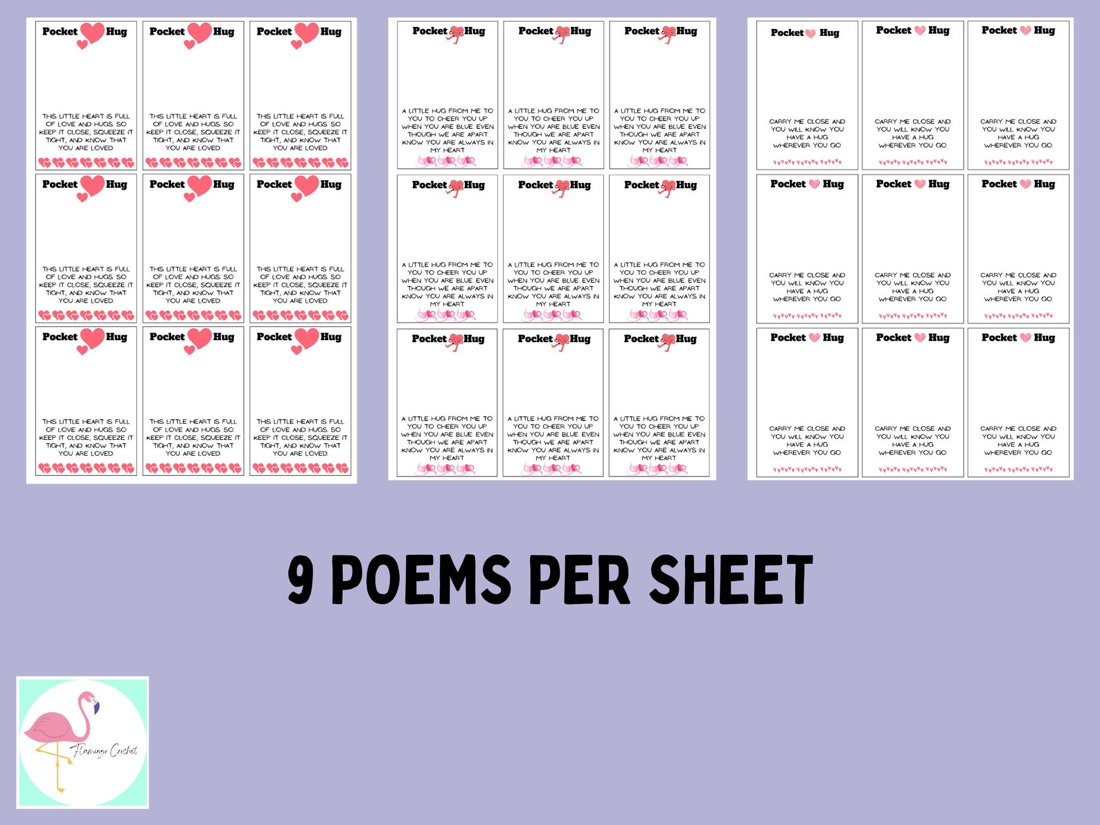 3 Pocket Hug Cards Printable PDF File Instant Download 3 Different ...