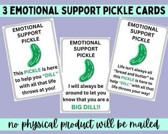 3 Emotional Support Pickle Tags Printable PDF File Instant Download Crochet Business printables Crochet vendor
