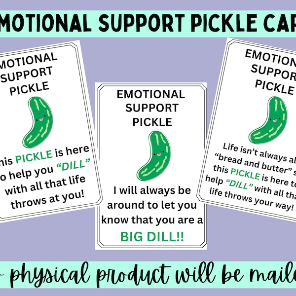 3 Emotional Support Pickle Tags Printable PDF File Instant Download Crochet Business printables Crochet vendor