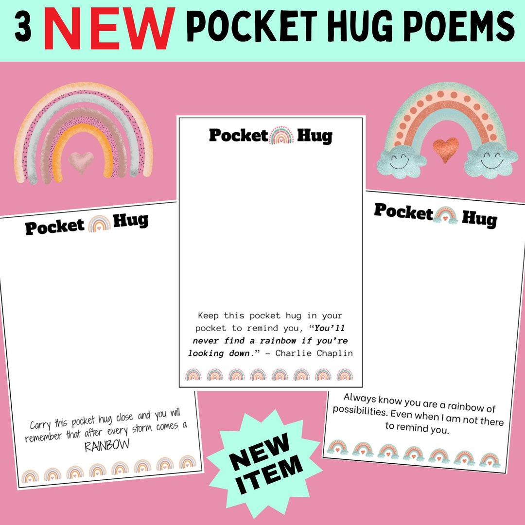 3 Rainbow Pocket Hug Poems Printable PDF File Instant Download Crochet ...