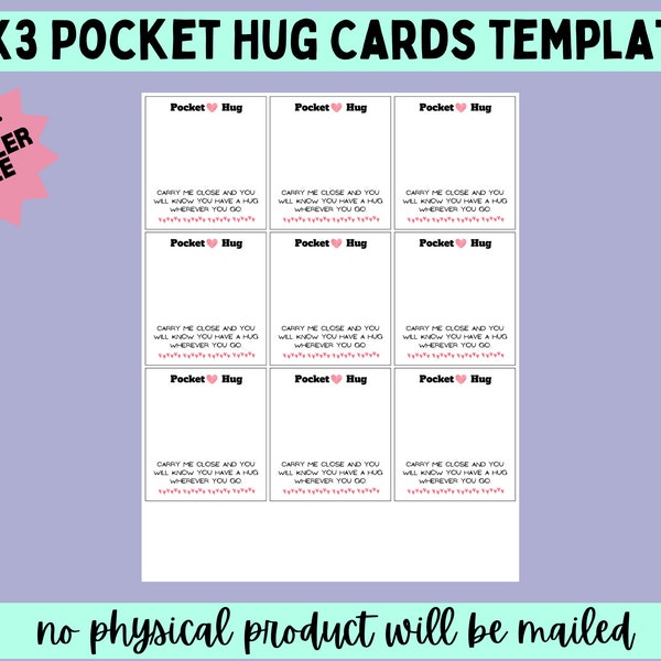 3X3 Pocket Hug Cards Canva Template Link Instant Download Crochet Business printables crochet vendor