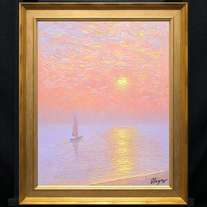 Dipinto originale olio su tela, paesaggio marino dipinto a mano, impressionismo moderno, nautico, barche a vela, oceano, mare, impasto