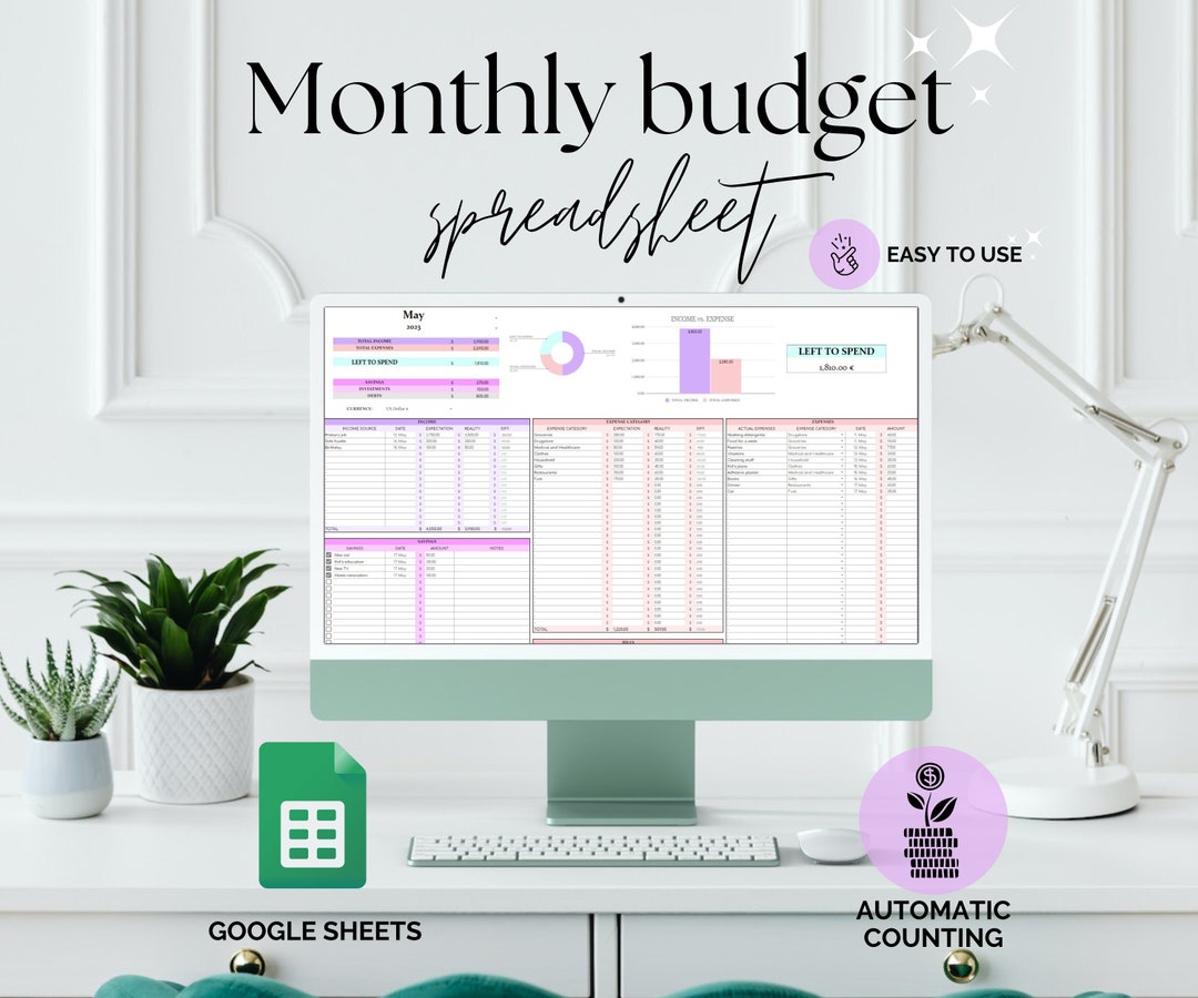 Monthly Budget Spreadsheet Google Sheets Template Budget Planner ...